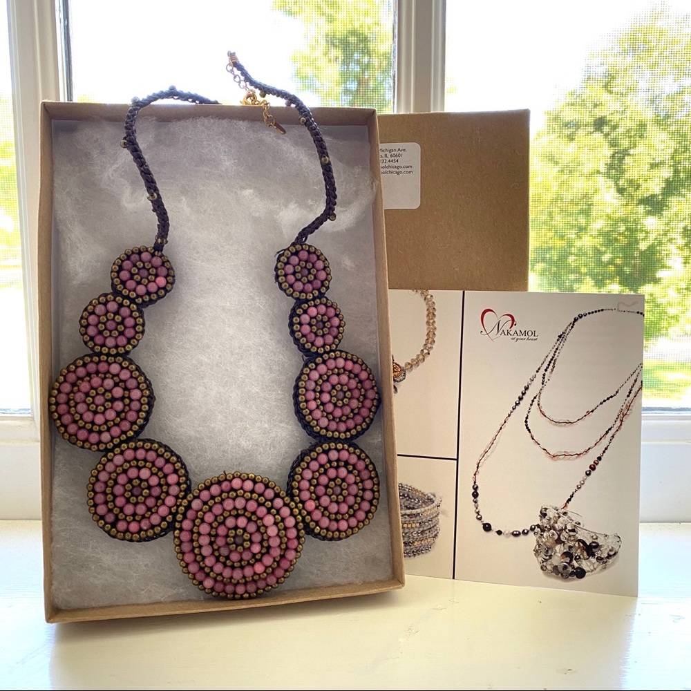 NEW Pink & Gold Beaded Necklace